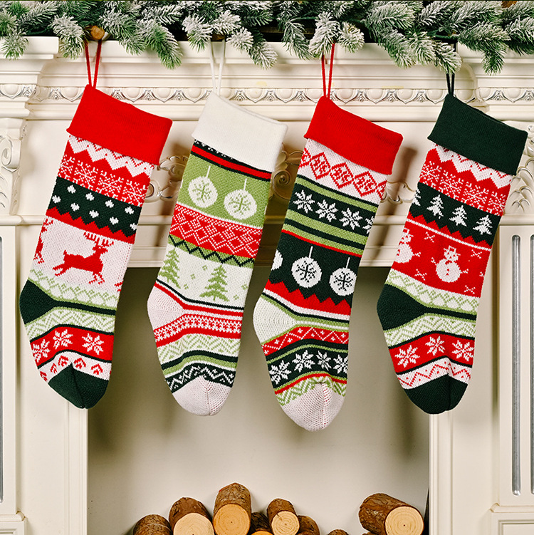 2021 New Knitted Christmas Socks Christmas Gift Socks 4 Kinds of Children's Holiday Gift Bags