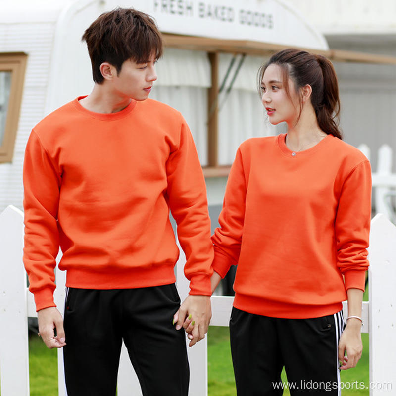 Long Sleeves Cotton Plain Unisex Crewneck Sweatshirt