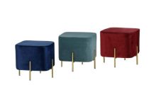 Luxury Upholstered Velvet Ottoman Footrest with metal leg