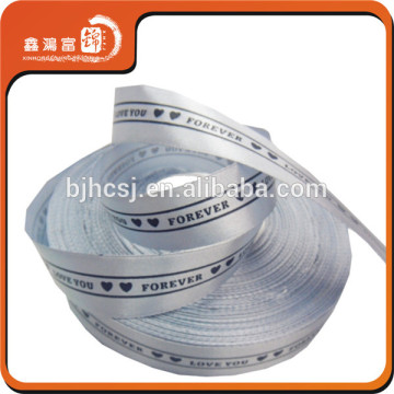 100% polyester custom printed metallic silver ribbons