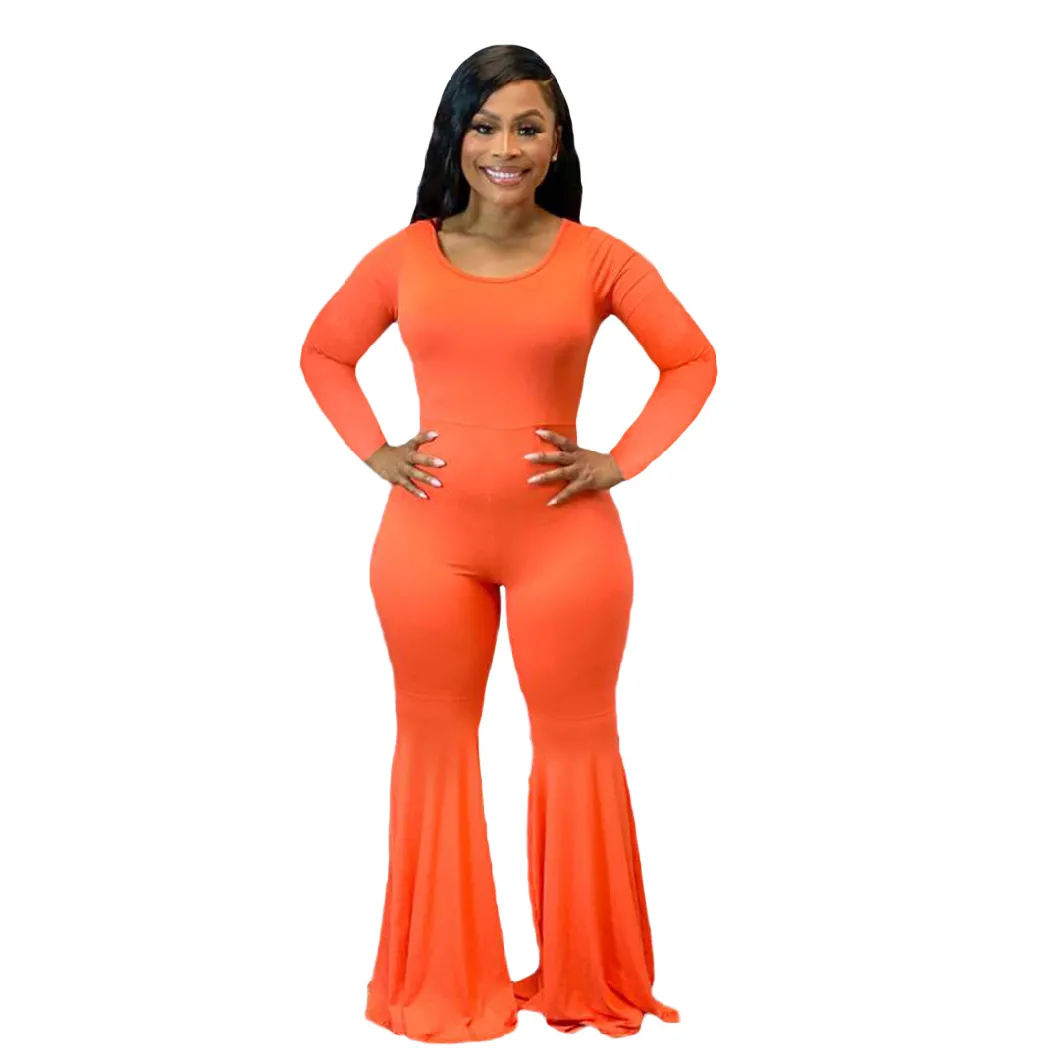 Superstarer Most Popular Wholesale Autumn Fall Flared Pants Suit 2020 Long Sleeve Sexy Jumpsuits Women