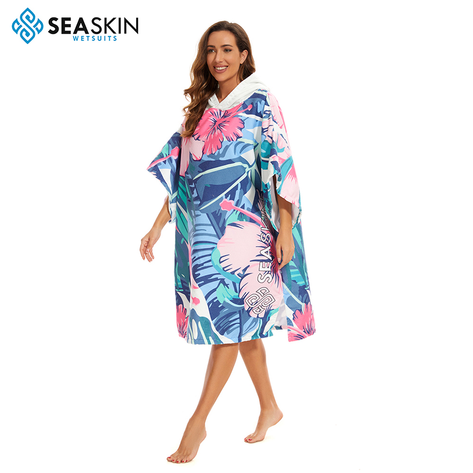 Seaskin Adults Hooded Surf Poncho Changing Swimming Pool Change Beach Surf Poncho Towel