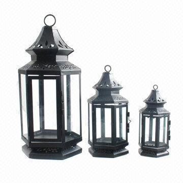 Morrocan Metal Candle Holders in Black Finish with Three Sizes