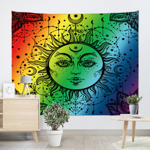 Sun Face Colorful Tapestry Mandala Wall Hanging Indian Hippie Bohemian Psychedelic Mystic Tapestry Home Decro