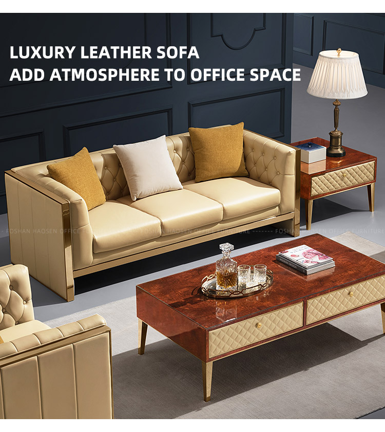 Luxury office Home furniture sofas Buff Real\Genuine Leather Sofas sectional 1+1+3 seater SOFA Wholesale