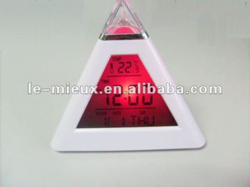 Promoctional S-2042 Colorful Triangle LED flashing Digital Clock