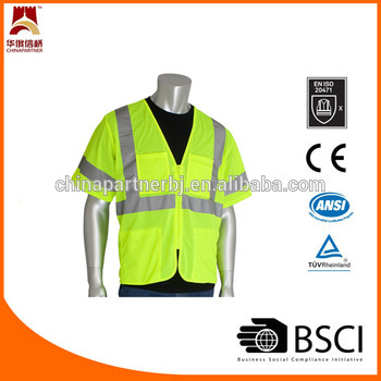 Class3 zipper closure mesh safety vests reflective