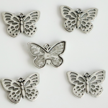 Dijes de mariposa huecos de aleación de Metal de 25mm para collar, pulsera, pendientes, joyería de mariposa, accesorios para hacer accesorios