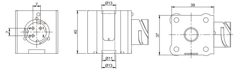 Overall dimension of ZR-D005 ABS 11mm Hole Diameter Electric Magnetic Coils