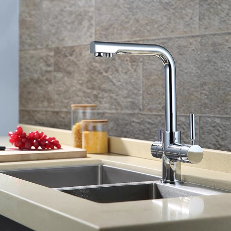 YL930 China supplier cheap brass double lever kitchen sink water tap