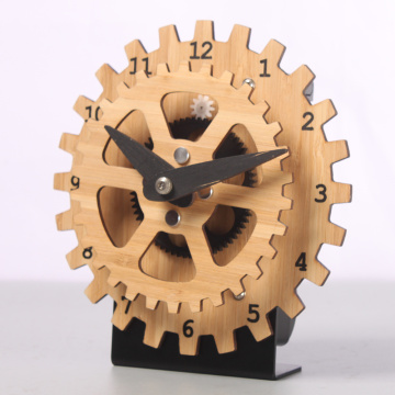 Mini horloge de bureau en bambou