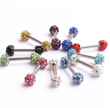 Surgical Steel Double Disco Ball Barbell