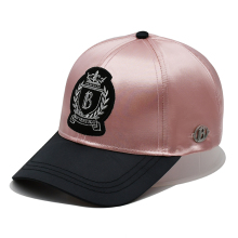Pink Embroidery Satin Baseball Caps