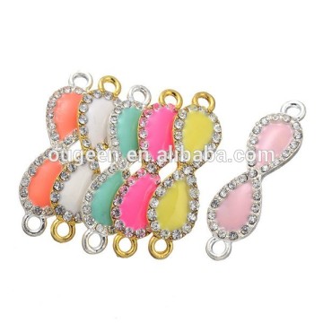 gold plating Jewelry Findings enamel infinity charms rhinestone