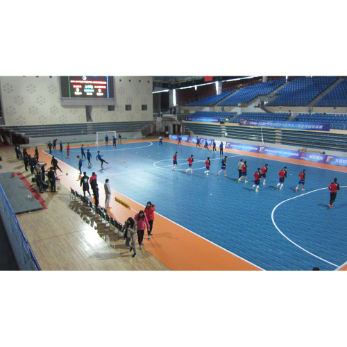 Εσωτερική PVC Futsal Sport Flooring Ξύλο μοτίβο μπλε μπάσκετ σφενδάμου