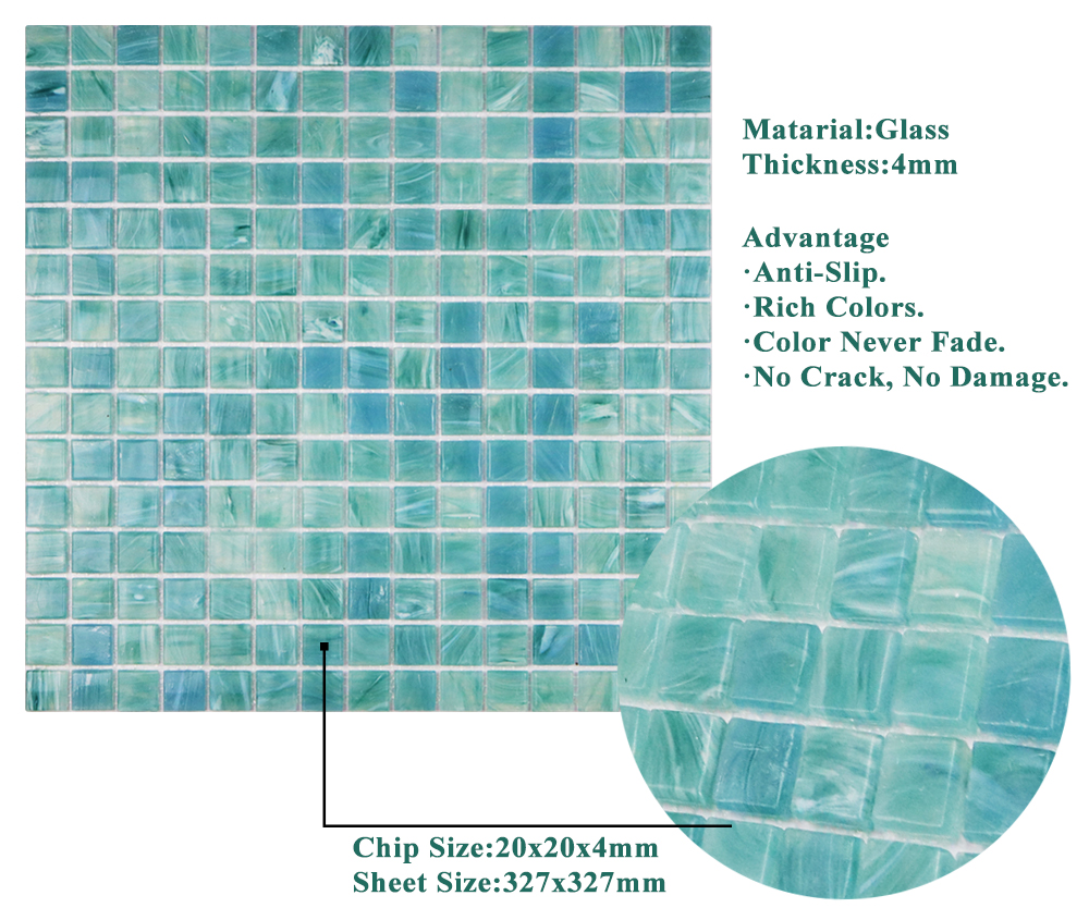 Anti-shedding swimming pool watercolor glass mosaic