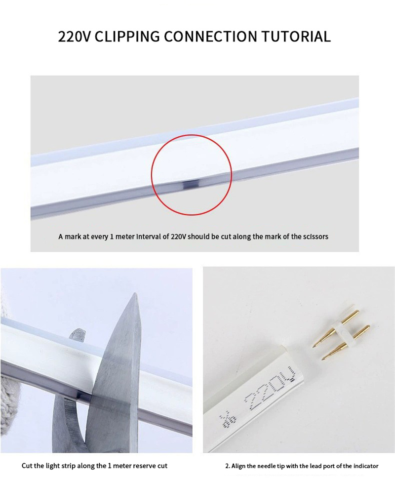 220V Silicone PVC Led Neon Tube 8*16mm 120 leds Custom IP65 Outdoor Cuttable Rope Light Flex Neon Lights