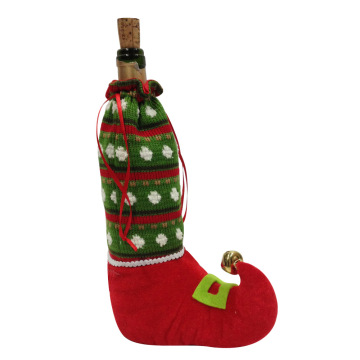 Christmas knitted magic elf wine bottle cover