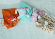 Plush stuffed animal head comforter blanket,security blanket,birth/Christening Gift