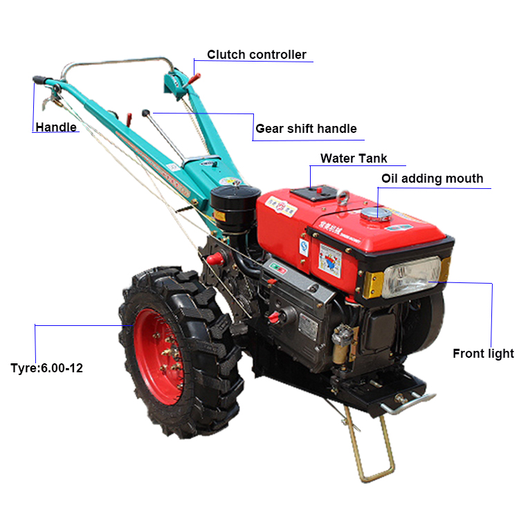 新型 20hp 22hp 两轮皮带传动微型手扶拖拉机/犁手推车