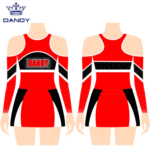Nouveaux uniformes de cheerleading élégants à épaules dénudées