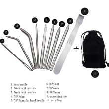 9pcs Stainless Steel Paracord Lacing Needle Set with Smoothing Tool for DIY Crafts