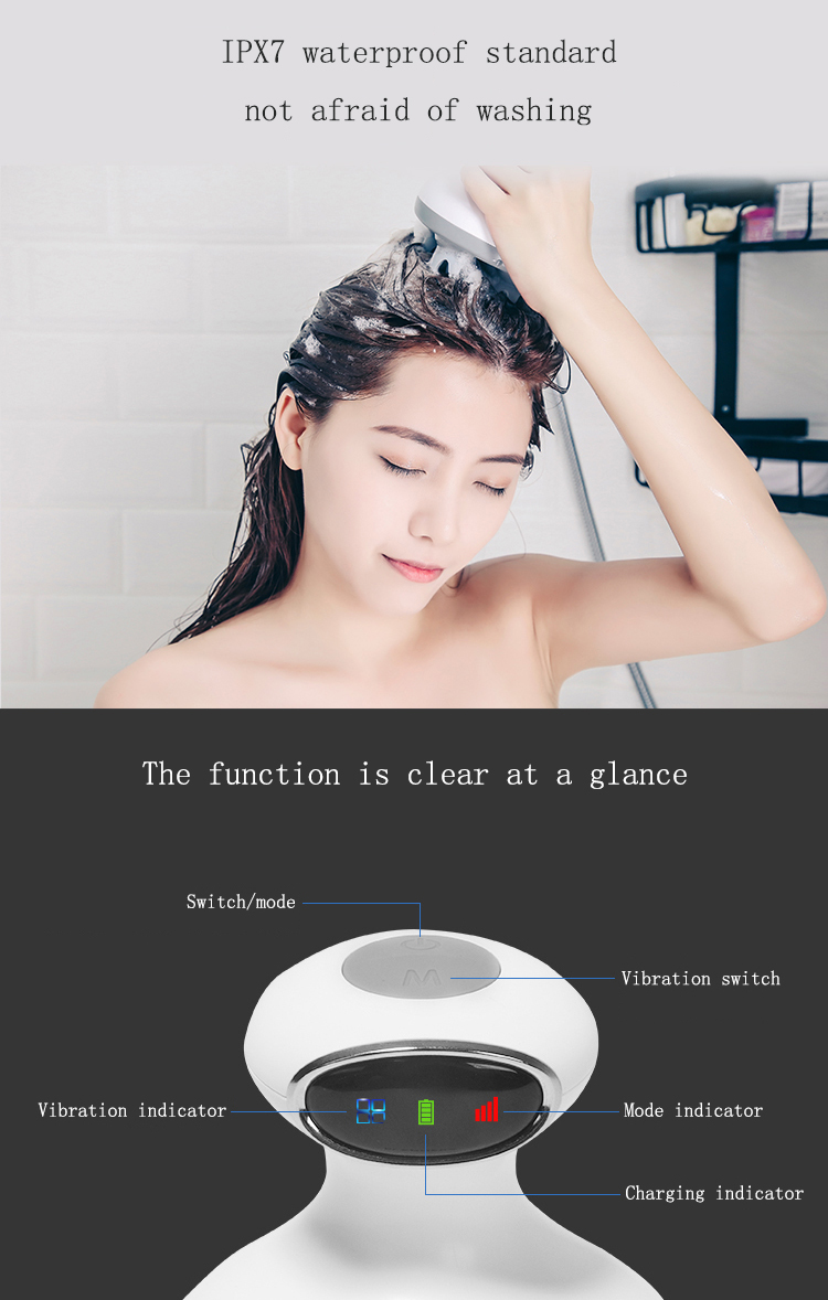 Electric Head Massager with Recharge Waterproof and 4 massage Heads Scalp Massager head