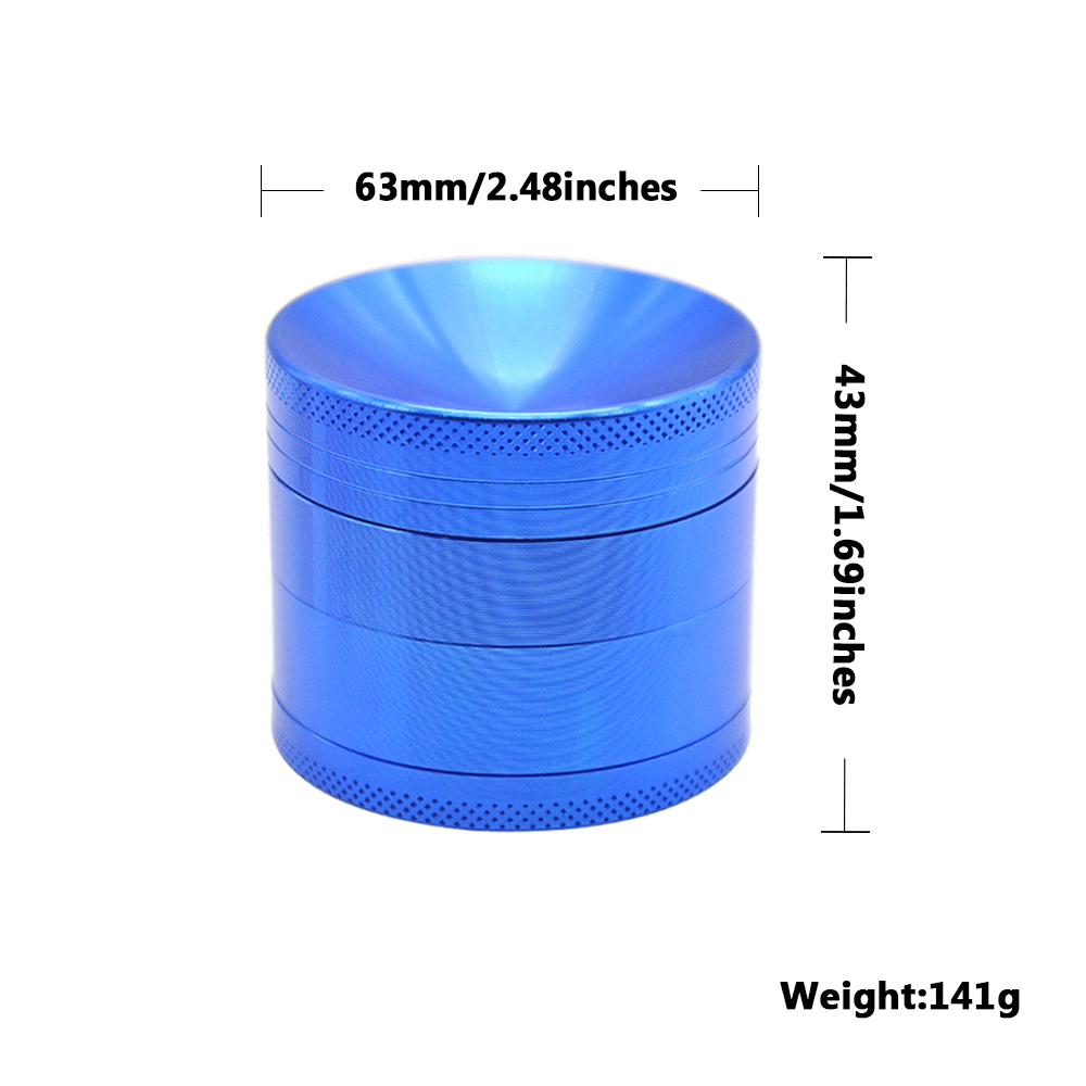 Aluminum Alloy 4 Piece 50mm Herb Grinder Weed Grinder With Curved Diamond Teeth concave top Herb Crusher Custom logo