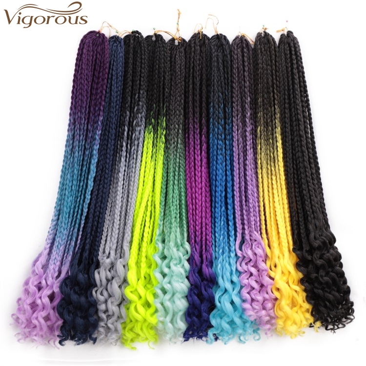 Vigorous 24 Inches11Color Ombre Braiding Hair Faux Locs Crochet Braids Soft Natural Soft Synthetic Hair Extension Goddess Locks