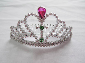 Pink Green Diamonds PP Crown Tiara