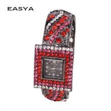 2015 Fashion Color Diamond Quadrate Metal Bangle Watch