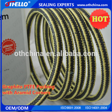 PTFE graphite braided packing with aramid corner/compression packing
