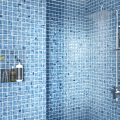 Azul de cristal mosaico borde redondo Backsplash Subway Decoration