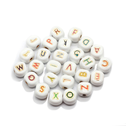 100pcs Zinc Alloy Letter Beads Double Face Flat Round Enamel Charms for DIY Pendants Bracelet Jewelry Making Accessories