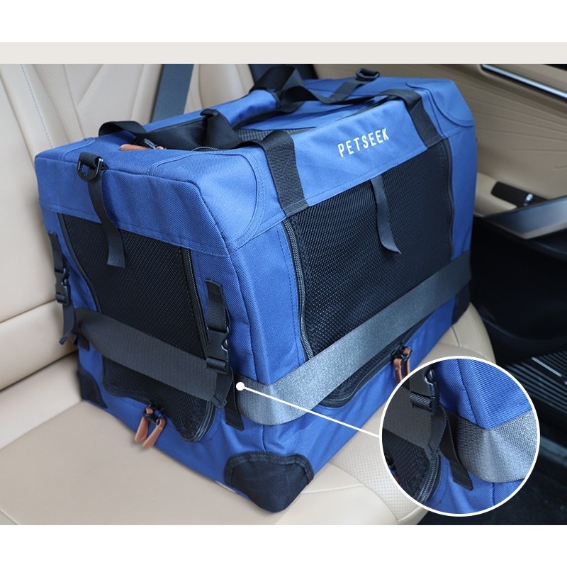 Foldable Oxford Car Dog Crate Expandable Pet Car Seat Travel Carrier