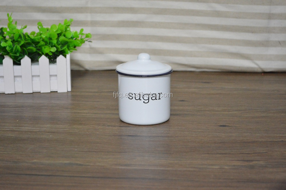 Metal Enamel Storage Set Coffee&Tea Canister With Lid