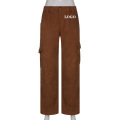 Custom Corduroy Low Rise Cargo Pants Casual