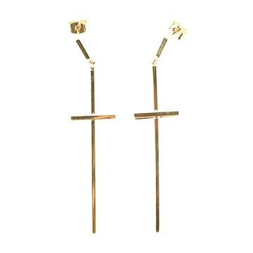 Fashion Earring, Gold-Plated Cross Earring Woman, PT1044.