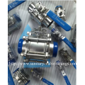 Sanitary Three Piece with Threaded Ball Valve