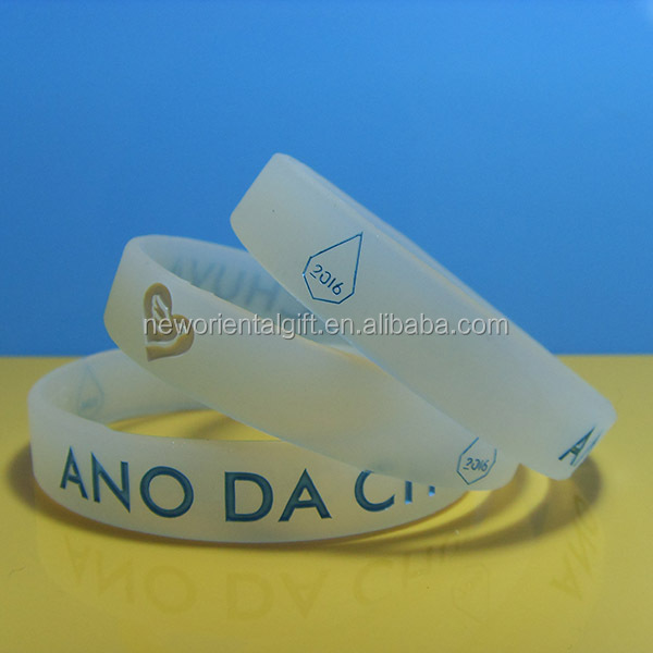 Custom logo transparent silicone bracelets silicone wristbands