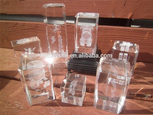 3D etched crystal glass blocks MH-F0376