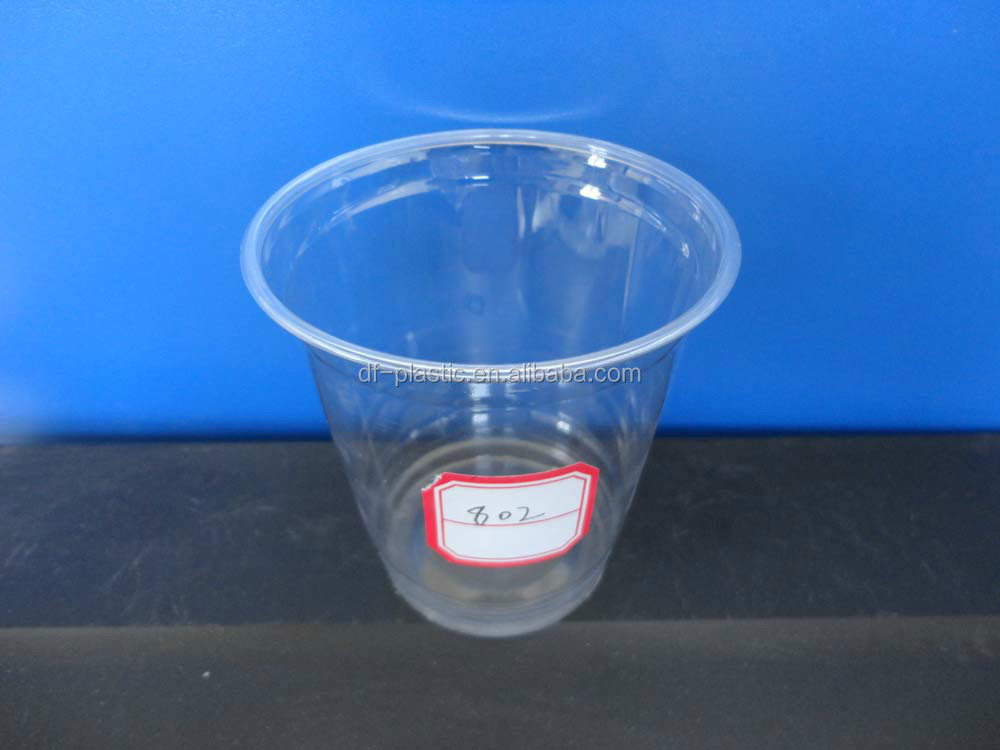 PET 8oz disposable cup plastic clear milkshake smoothie cups with lid custom logo printed