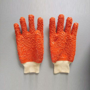 Orange cotton lining Particles gloves Knit Wrist