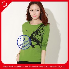 Custom wholesale 100% cotton women long sleeve plain tshirt