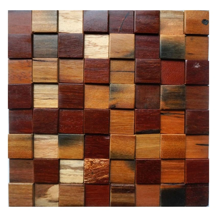 Anti Corrosion Brown 40X40 Irregular Floor 3D Wall Mosaic Tile Wood