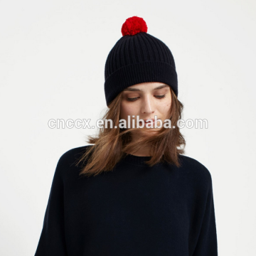 17HLC8034 Contrast Ribbed Cashmere Hat