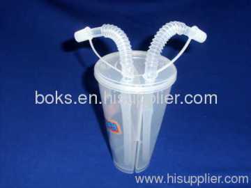 Plastic Double Straw Cups 