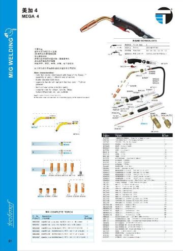 (TWECO TYPE) TRAFIMET MIG WELDING TORCH--MEGA 4 mig welding tweco torch