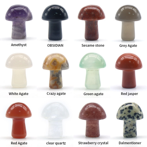 Gemstone Mushroom Sculpture 20MM Mini Healing Crystal Mushrooms Chakra Stones Polished Decorations for Home Balancing Meditation