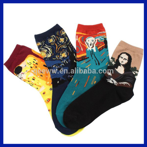 2016 Spring Custom New Painting Art Men Women Crew Socks Funny Novelty Starry Night Vintage Retro Socks